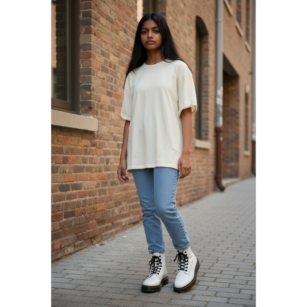 Dr. Martens 1460 White Leather Ankle Boots Combat Lace Up‎ Womens US 7 UK 5